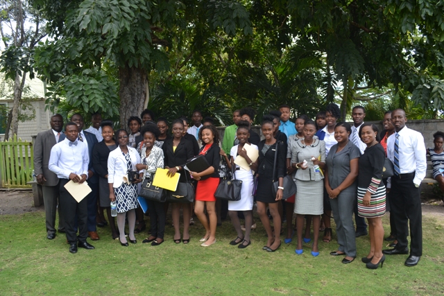 Members of the Nevis Branch Youth Parliamentary Association with President of Nevis Island Assembly Hon. Farrell Smithen and their teachers following their mock sitting to overserve Commonwealth Day at the Nevis Island Assembly at Hamilton House on March 14 2016